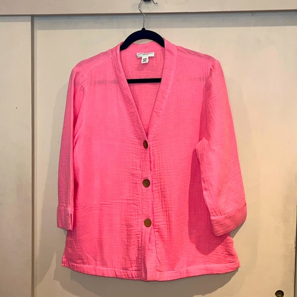 Appleseed’s petite 100% tangerine color ladies jacket with pockets size medium - Picture 1 of 11